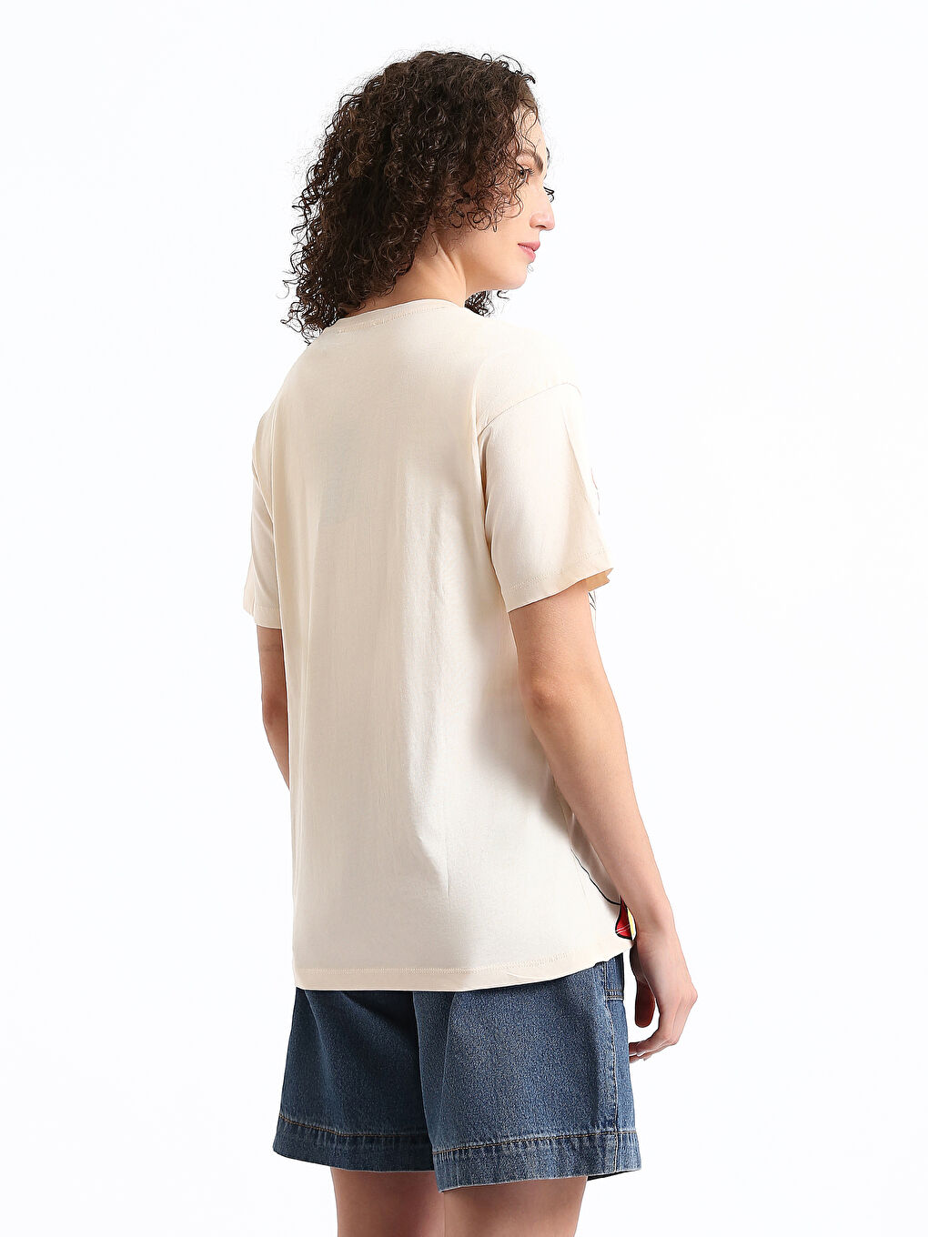 قميص نساء واسع كم قصير مطبوع ميكي والأصدقاء كول مدور-8