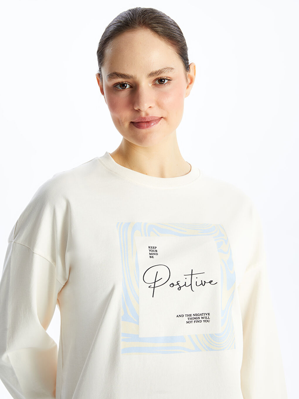 Tunique Sweatshirt Imprimée à Col Rond pour Femmes-1