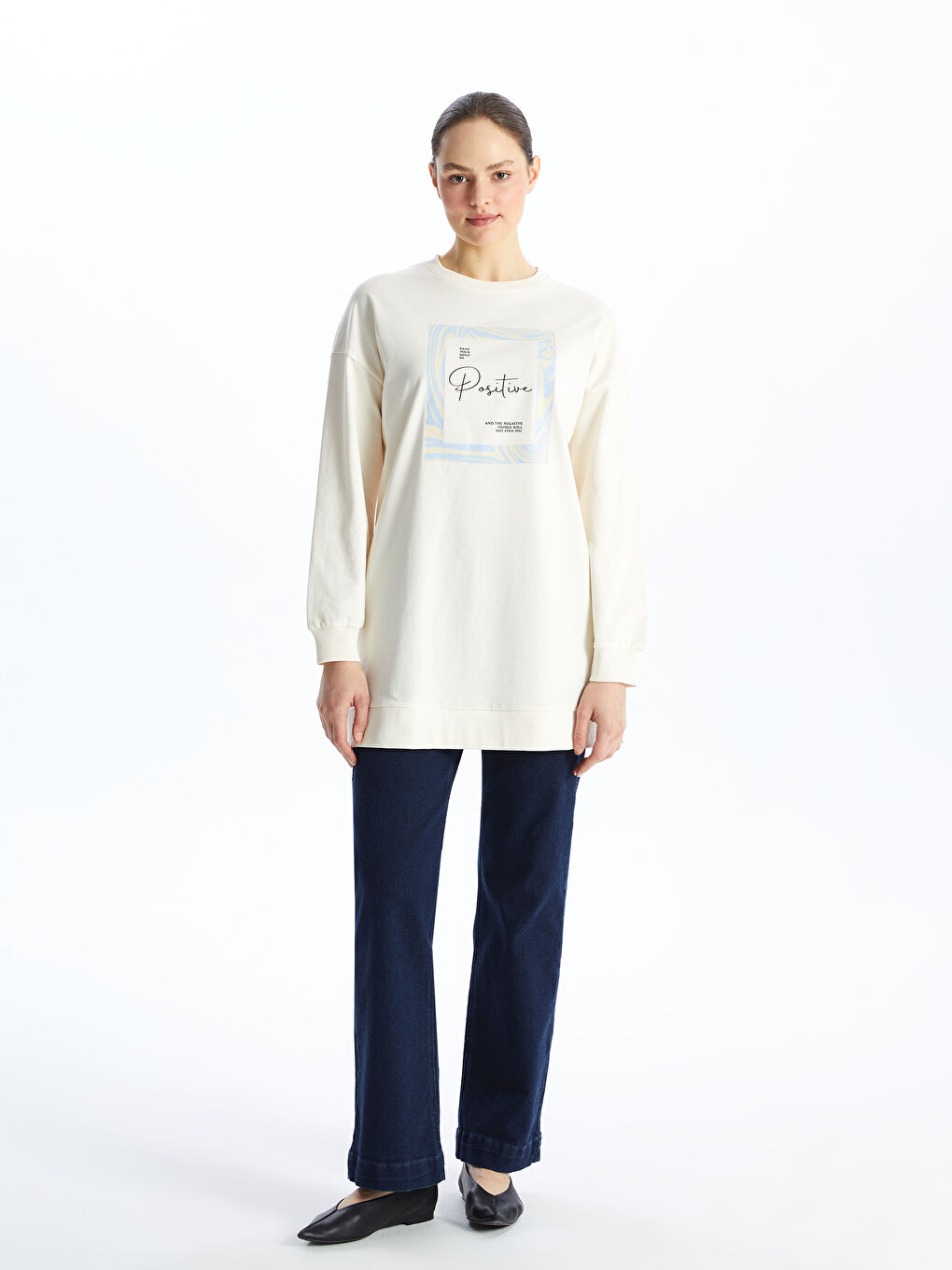 Tunique Sweatshirt Imprimée à Col Rond pour Femmes-2