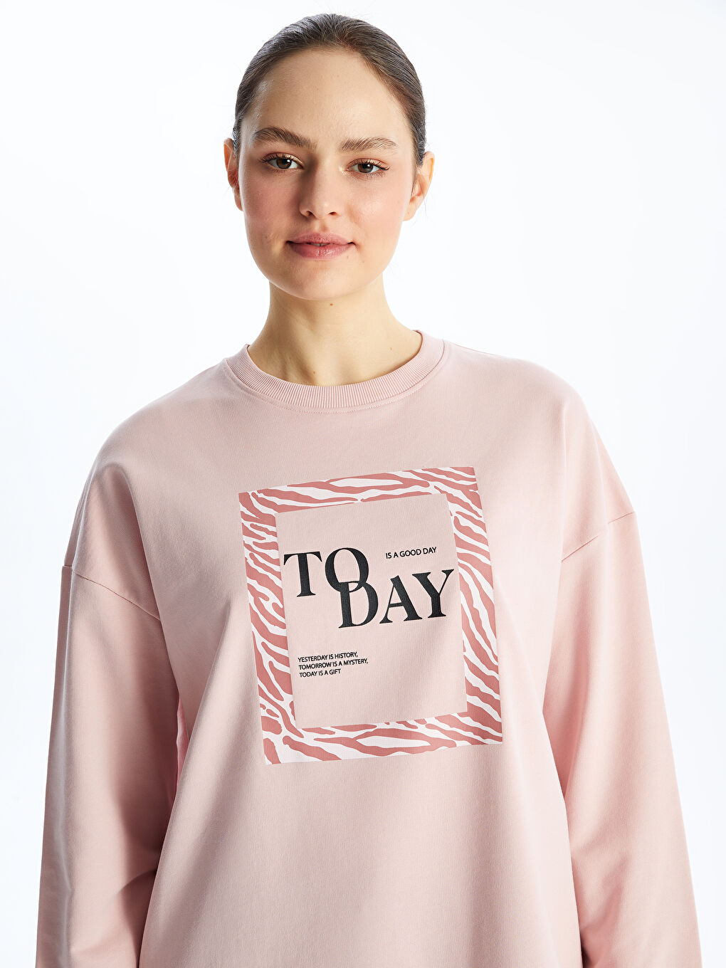 Crew Neck Printed Women's Sweatshirt Tunic -S49400Z8-G3G