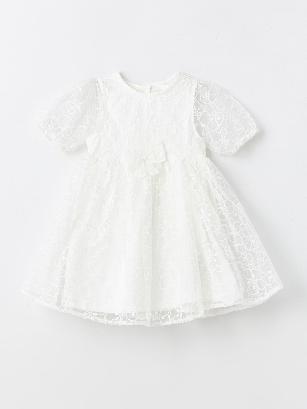 Crew Neck Short Sleeve Lace Baby Girls' Dress -S49418Z1-FEX