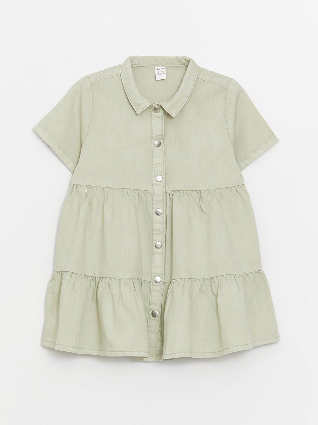 Collared Neck Short Sleeve Baby Girls' Dress -S49419Z1-GMG