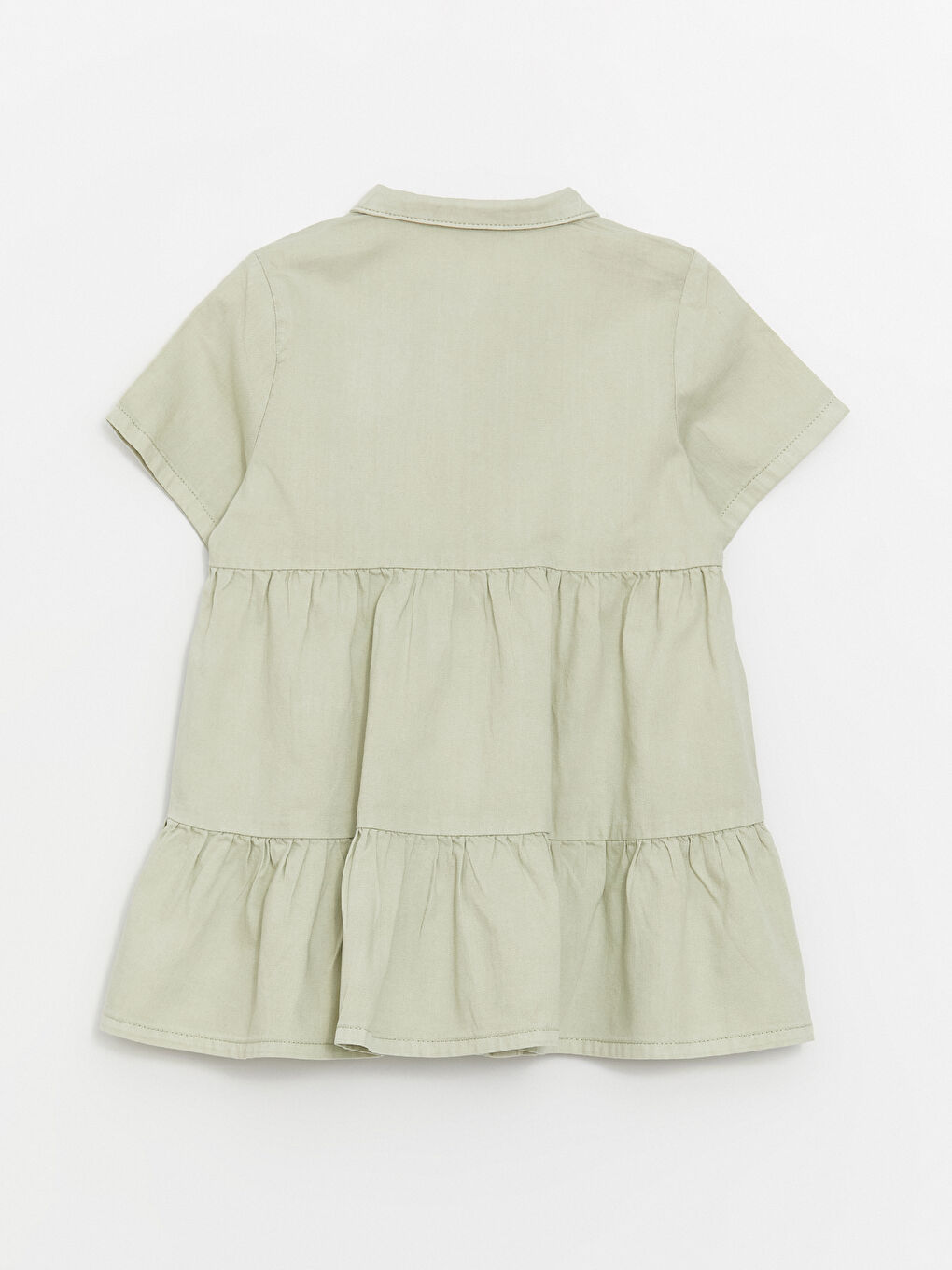 Collared Neck Short Sleeve Baby Girls' Dress -S49419Z1-GMG