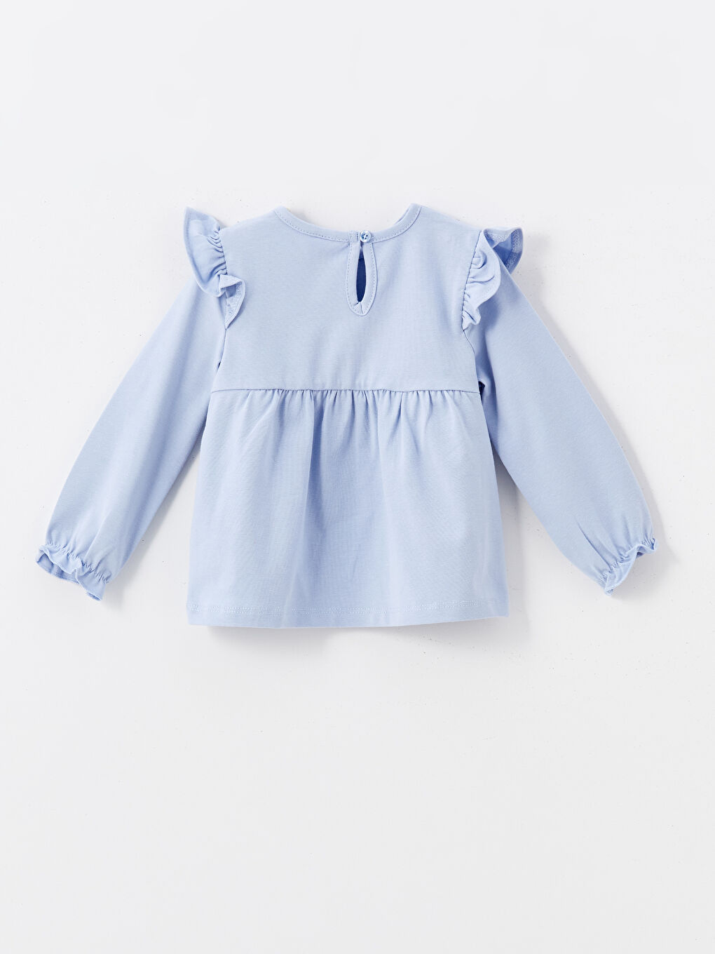 Mavi Bisiklet Yaka Uzun Kollu Kız Bebek Bluz Tayt Takımı 2'li-3