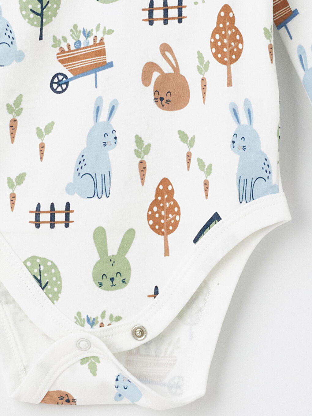 Ekru Zarf Yaka Uzun Kollu Baskılı Erkek Bebek Çıtçıtlı Body-2