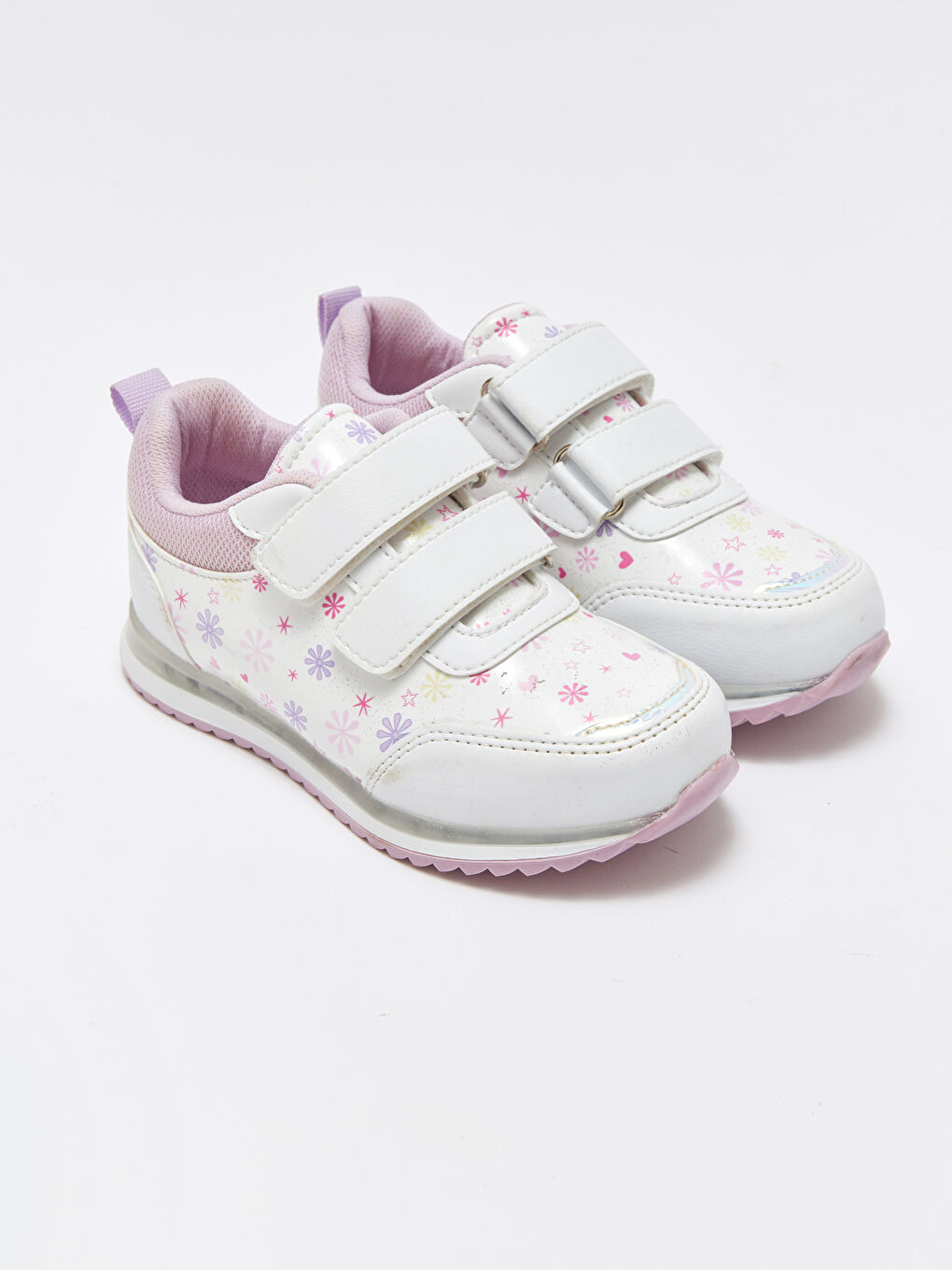 Beyaz Tabanı Işıklı Kız Çocuk Spor Ayakkabı-1