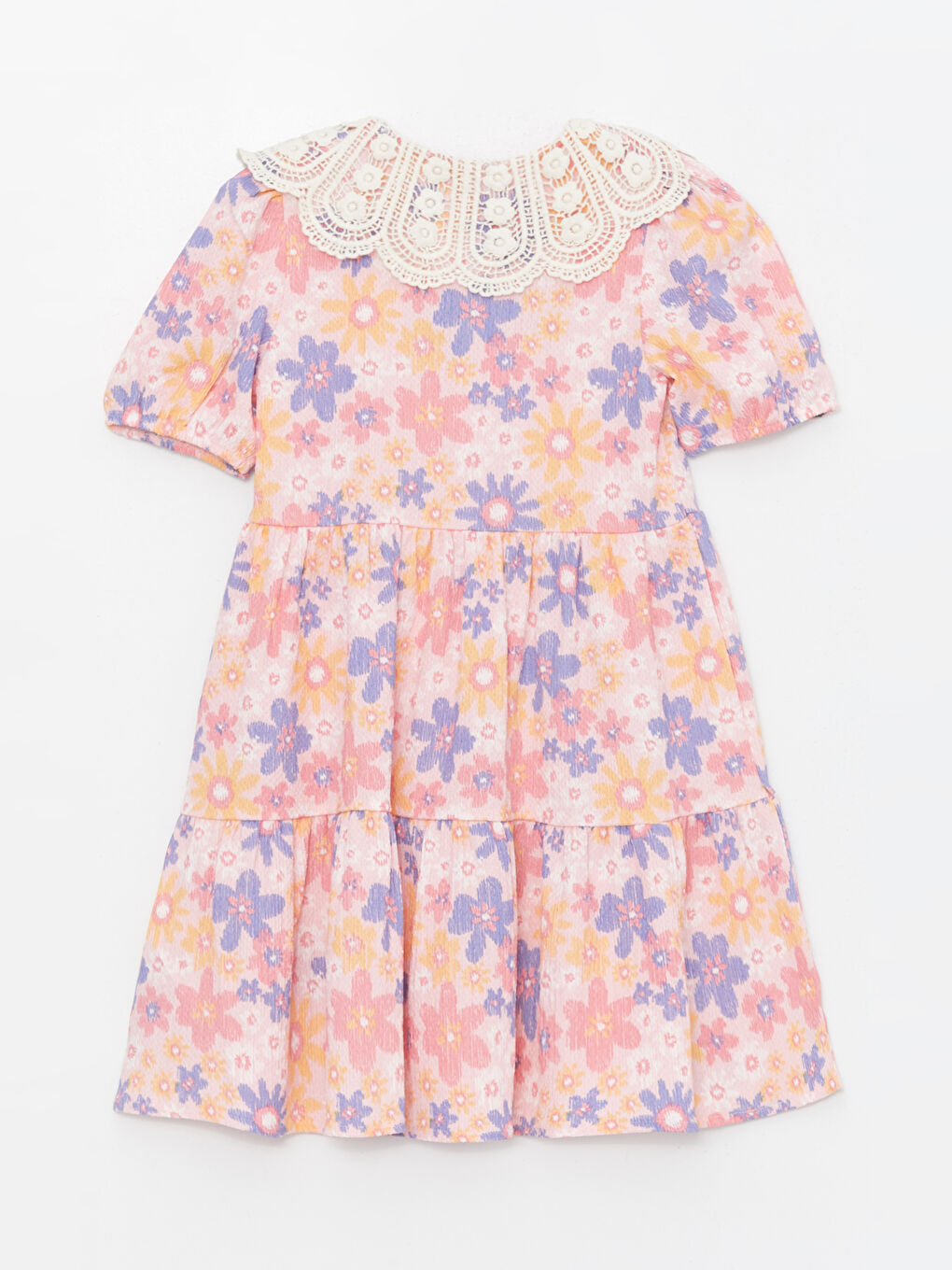 Сукня для дівчаток з комірцем Пітер Пен та квітковим принтом-1