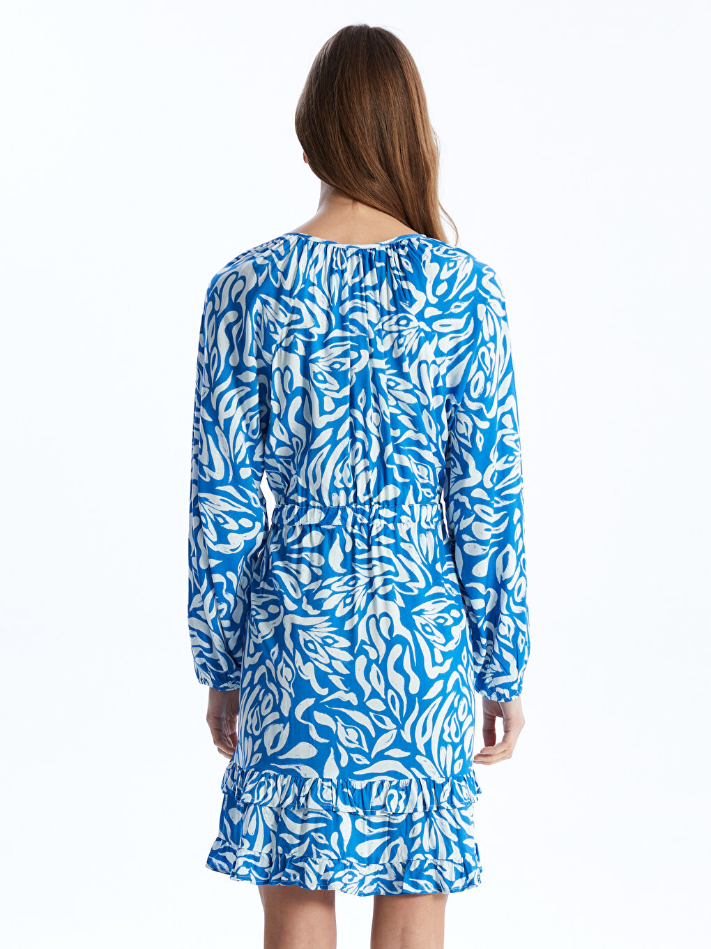 LCW Vision Tie Neck Patterned Long Sleeve Women's Dress -S49559Z8-LQQ