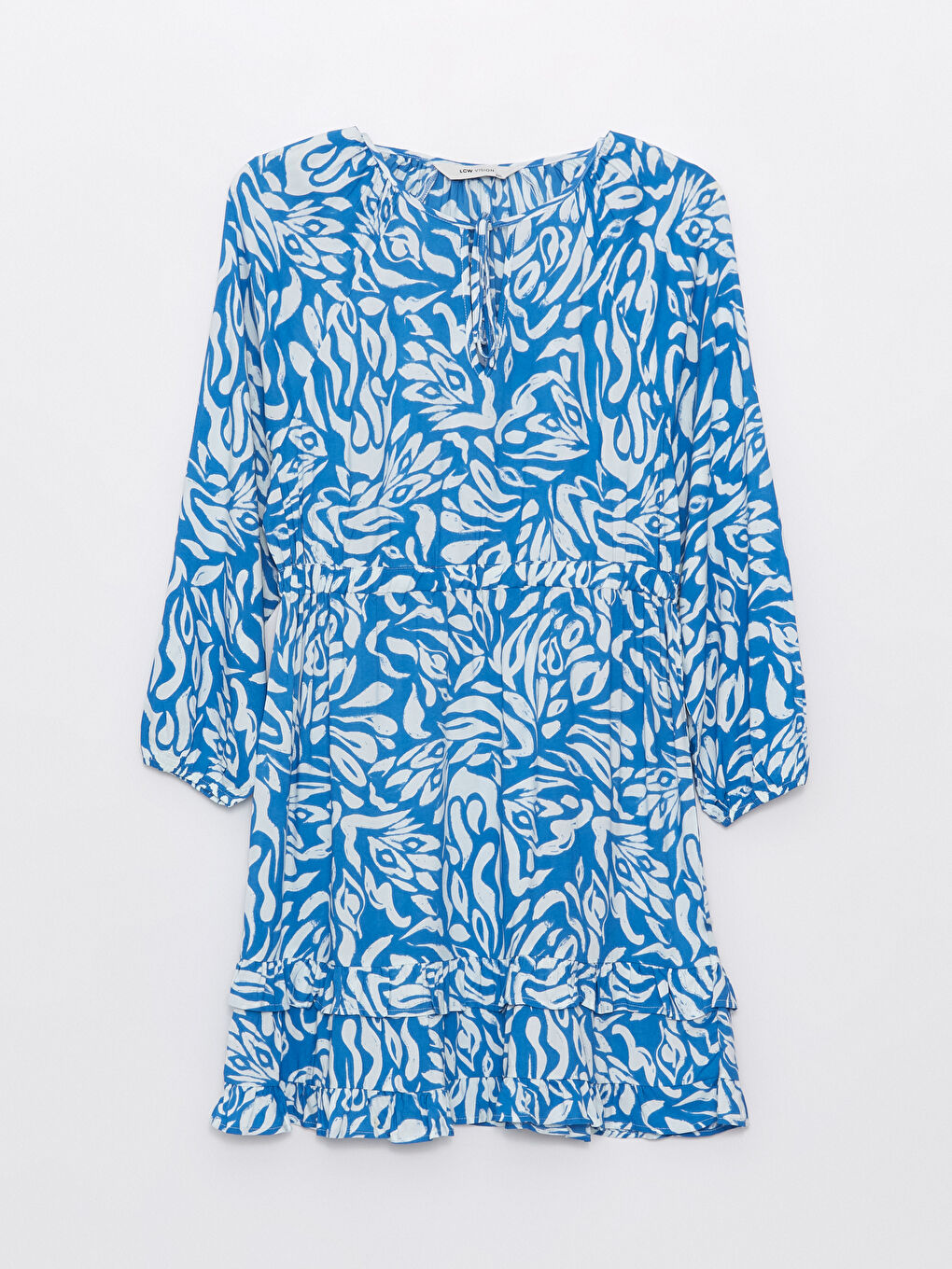 LCW Vision Tie Neck Patterned Long Sleeve Women's Dress -S49559Z8-LQQ