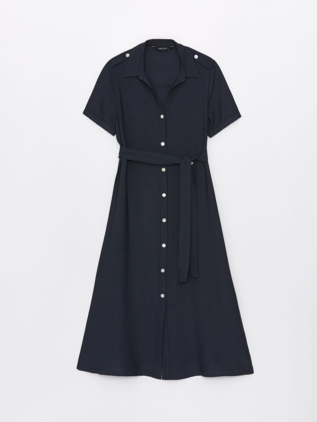 Robe Chemise Unie à Manches Courtes pour Femmes-5