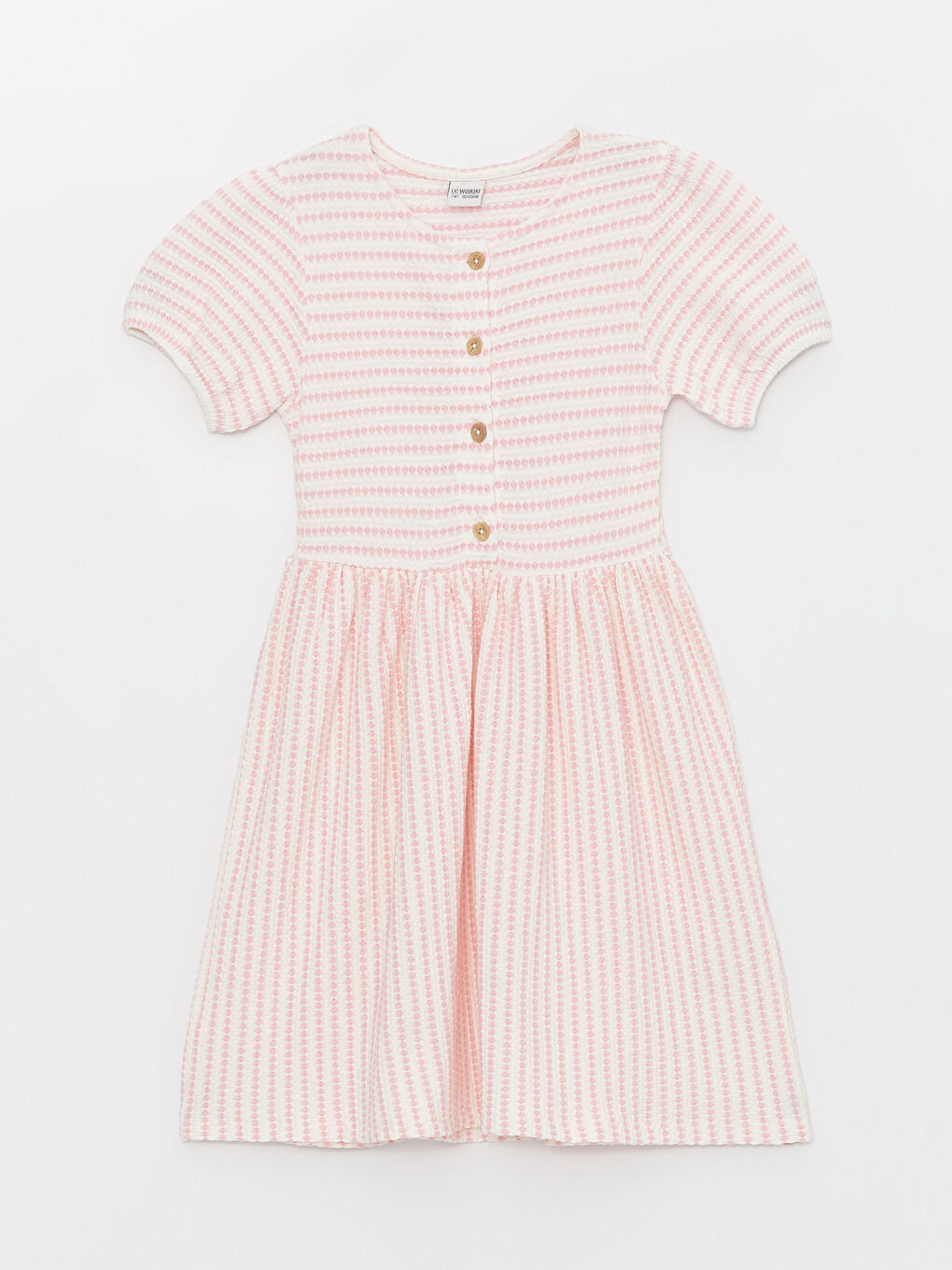 Crew Neck Patterned Short Sleeve Girl Dress -S49572Z4-MJR