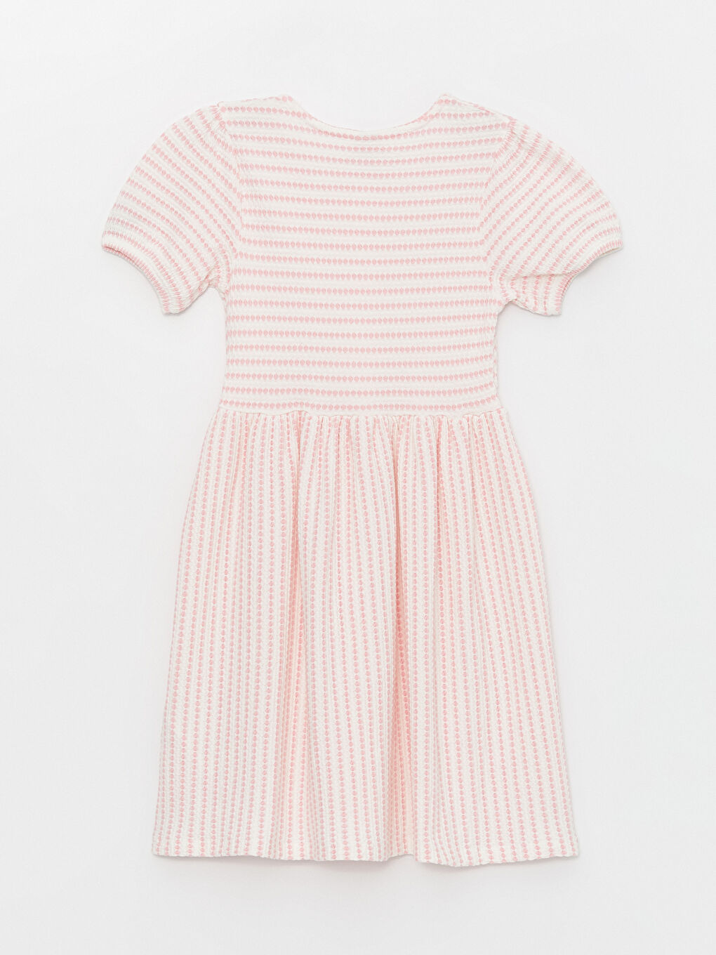Crew Neck Patterned Short Sleeve Girl Dress -S49572Z4-MJR