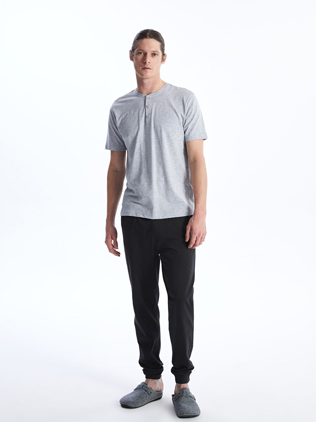 Crew Neck Short Sleeve Men's Pyjama Top -S49589Z8-LAL