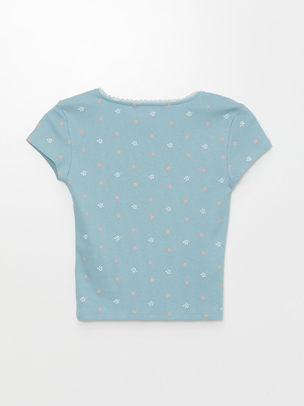 LCW DREAM Mavi U Yaka Çiçekli Kadın Pijama Üst - 1