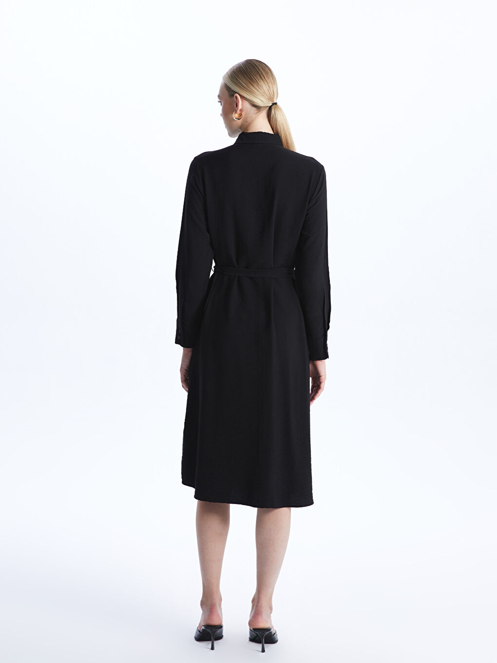 Plain Long Sleeve Women's Shirt Dress -S49617Z8-CVL