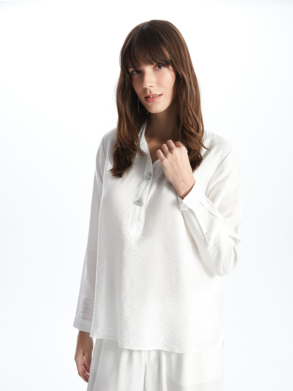 LCWAIKIKI Classic Bluza sa kragnom, jednostavna, dugi rukav, za žene -S49622Z8-EEW