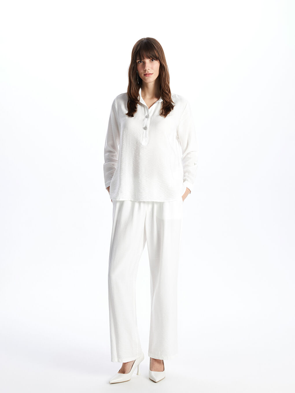 LCWAIKIKI Classic Bluza sa kragnom, jednostavna, dugi rukav, za žene -S49622Z8-EEW