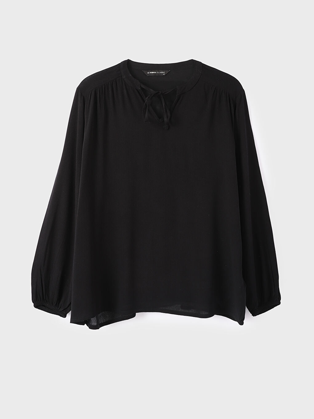 Tie Neck Plain Long Sleeve Women's Blouse