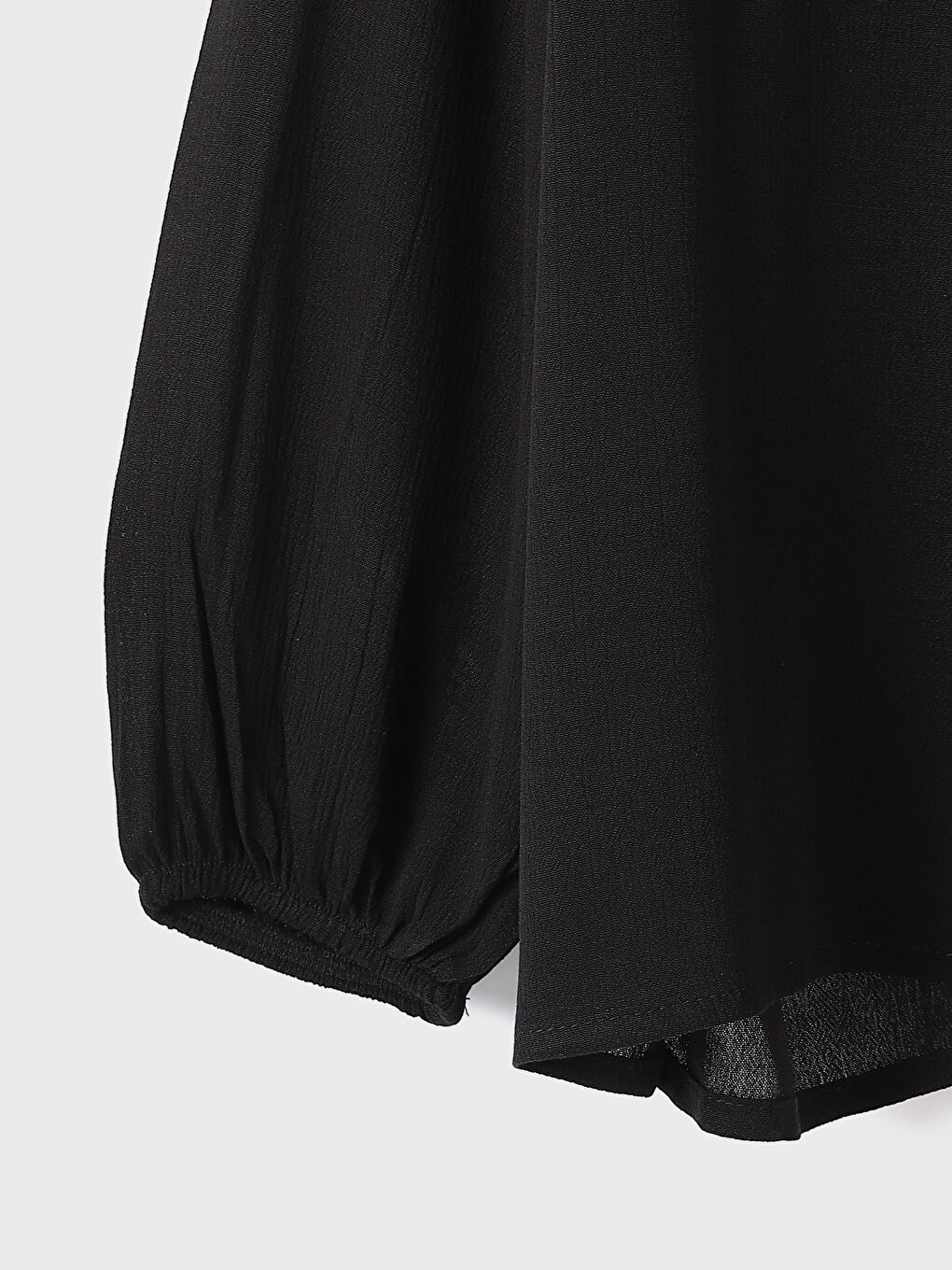 Tie Neck Plain Long Sleeve Women's Blouse-2