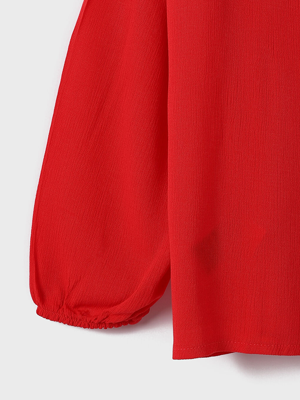 Tie Neck Plain Long Sleeve Women's Blouse-3