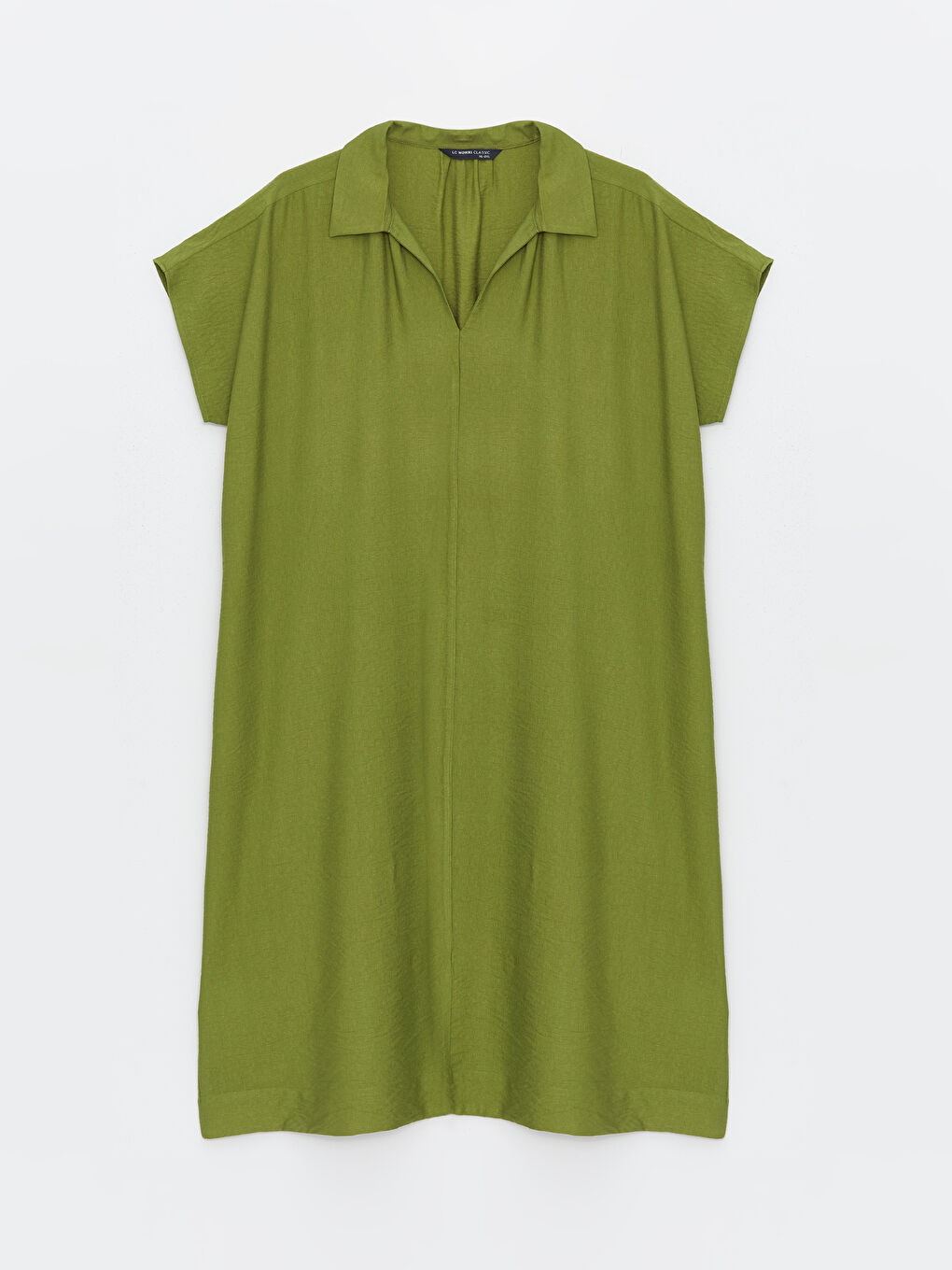 Robe Oversize pour Femmes à Col de Chemise Uni et Manches Courtes-4