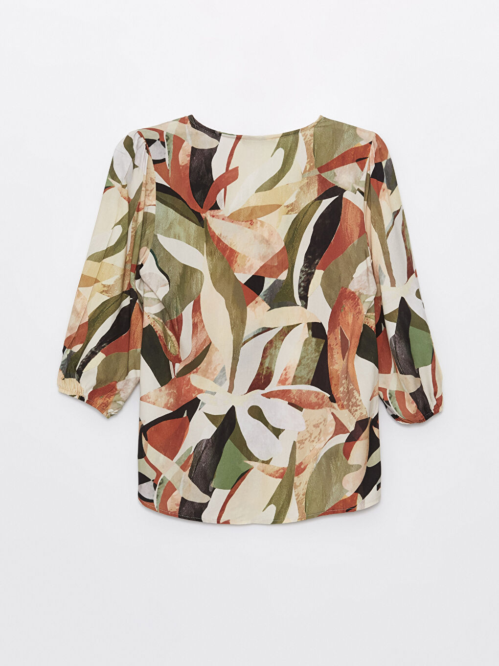V-Neck Patterned Women's Blouse -S49665Z8-F9C