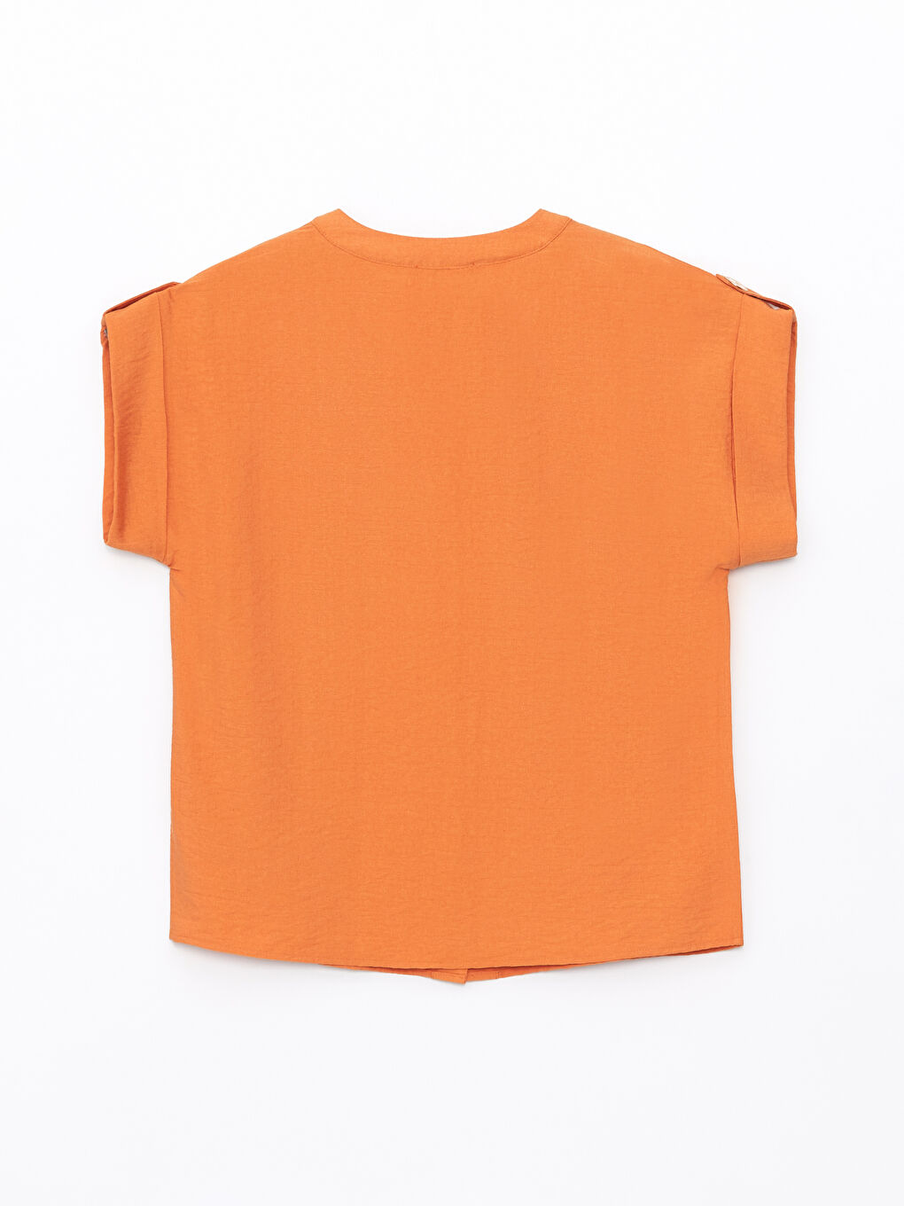 Henley Neckline Straight Short Sleeve Women Blouse -S49666Z8-VHX
