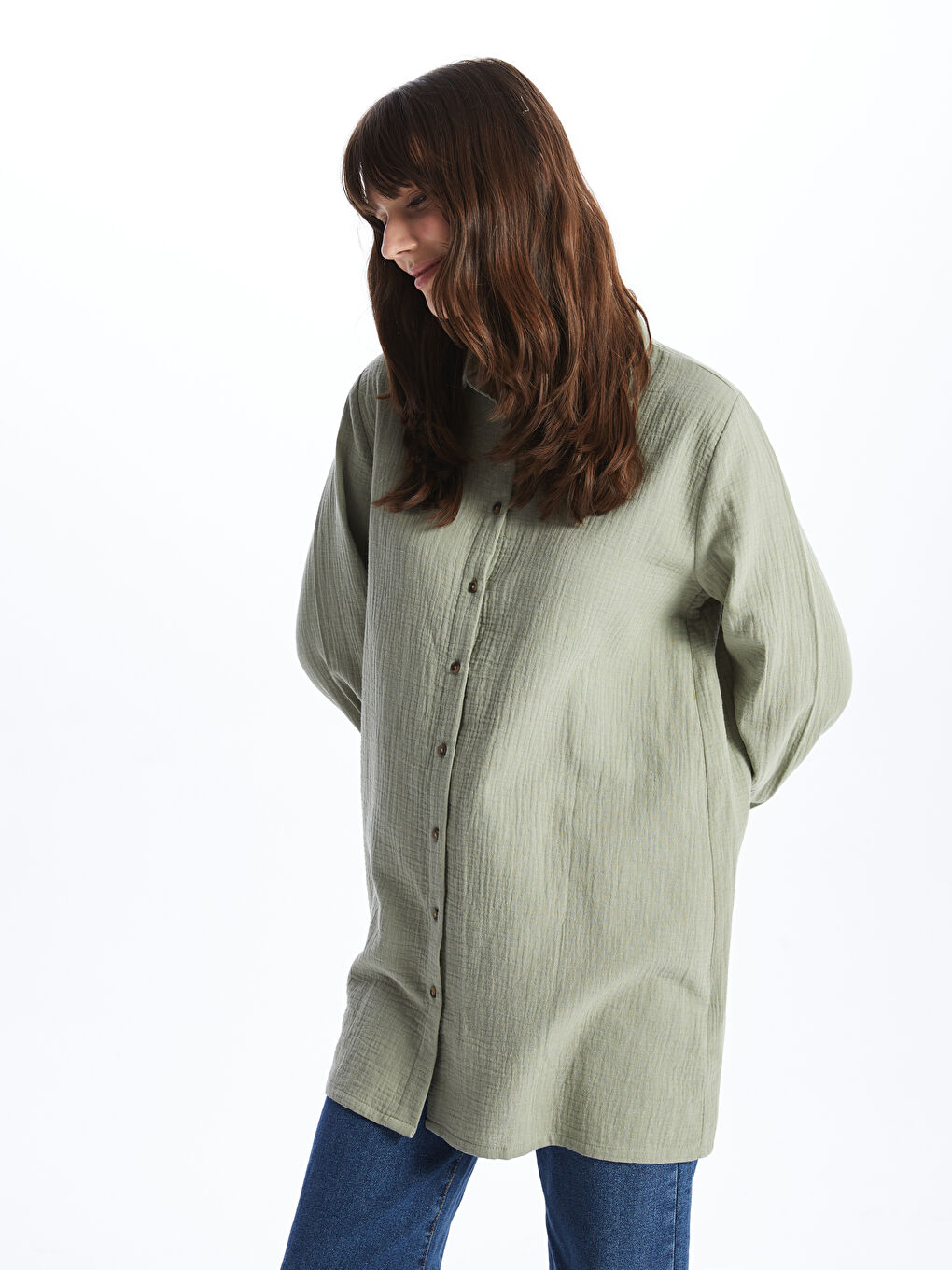 Plain Muslin Women's Shirt Tunic-1