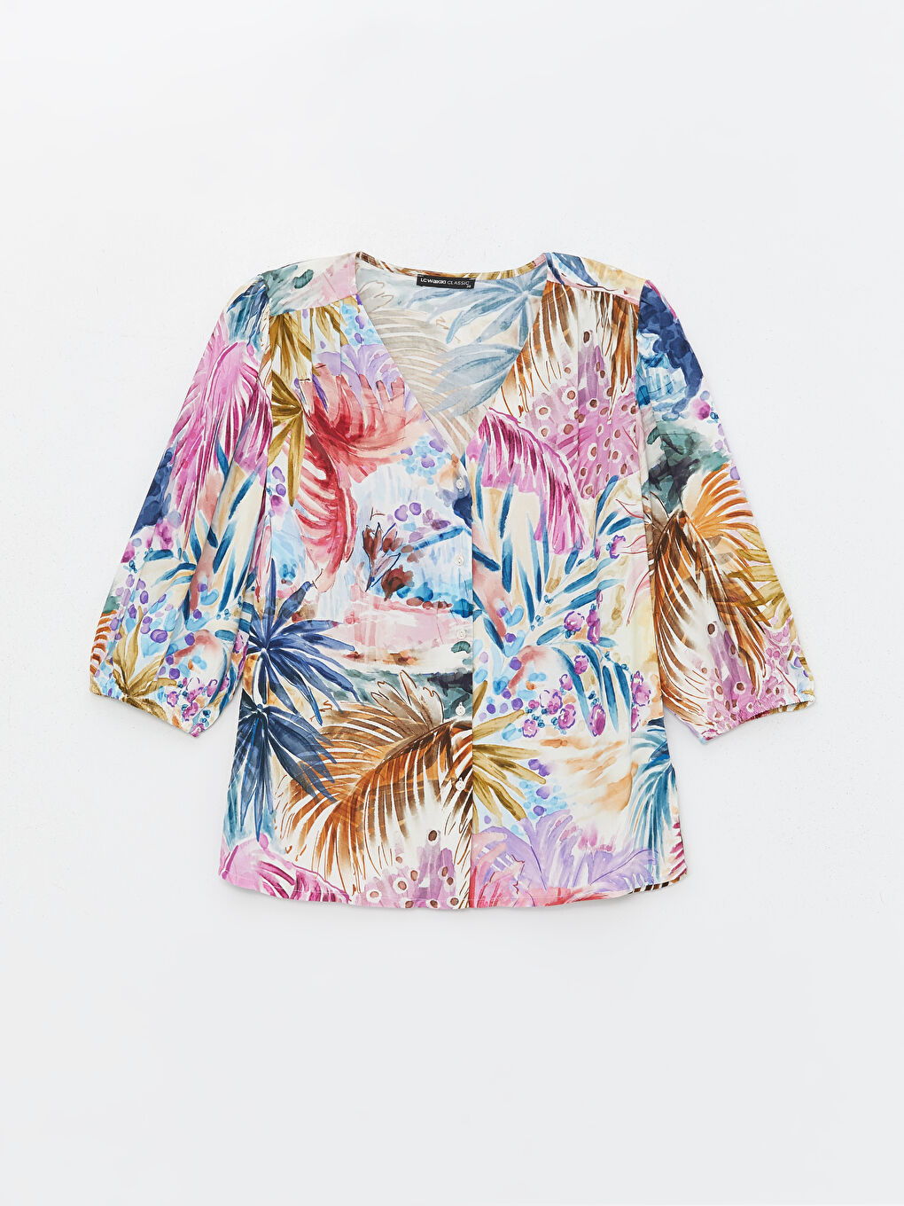 V-Neck Patterned Women's Blouse -S49696Z8-LQQ