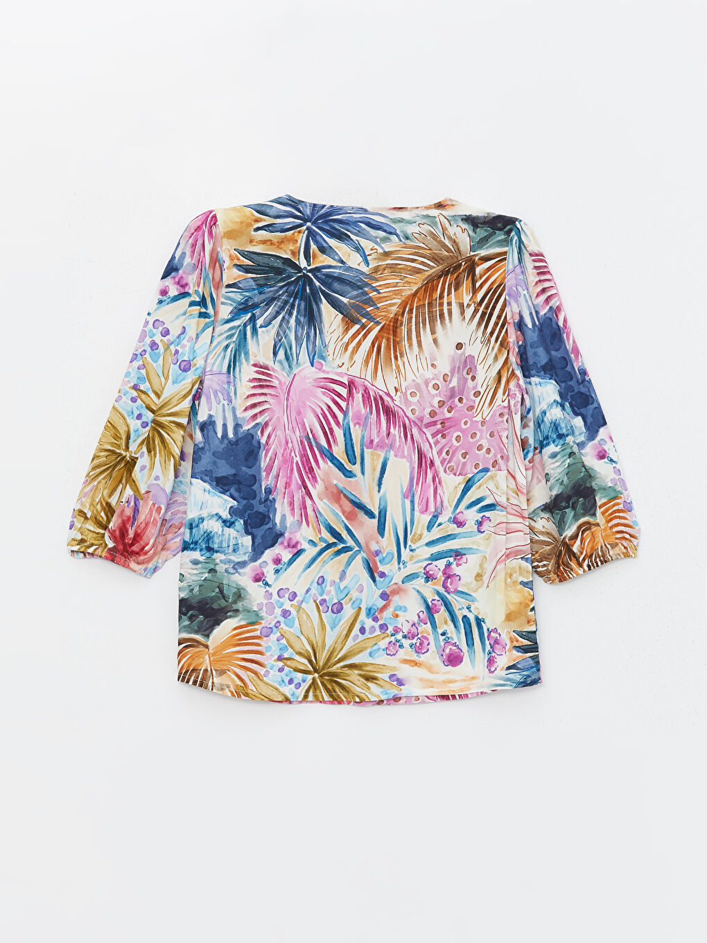 V-Neck Patterned Women's Blouse -S49696Z8-LQQ