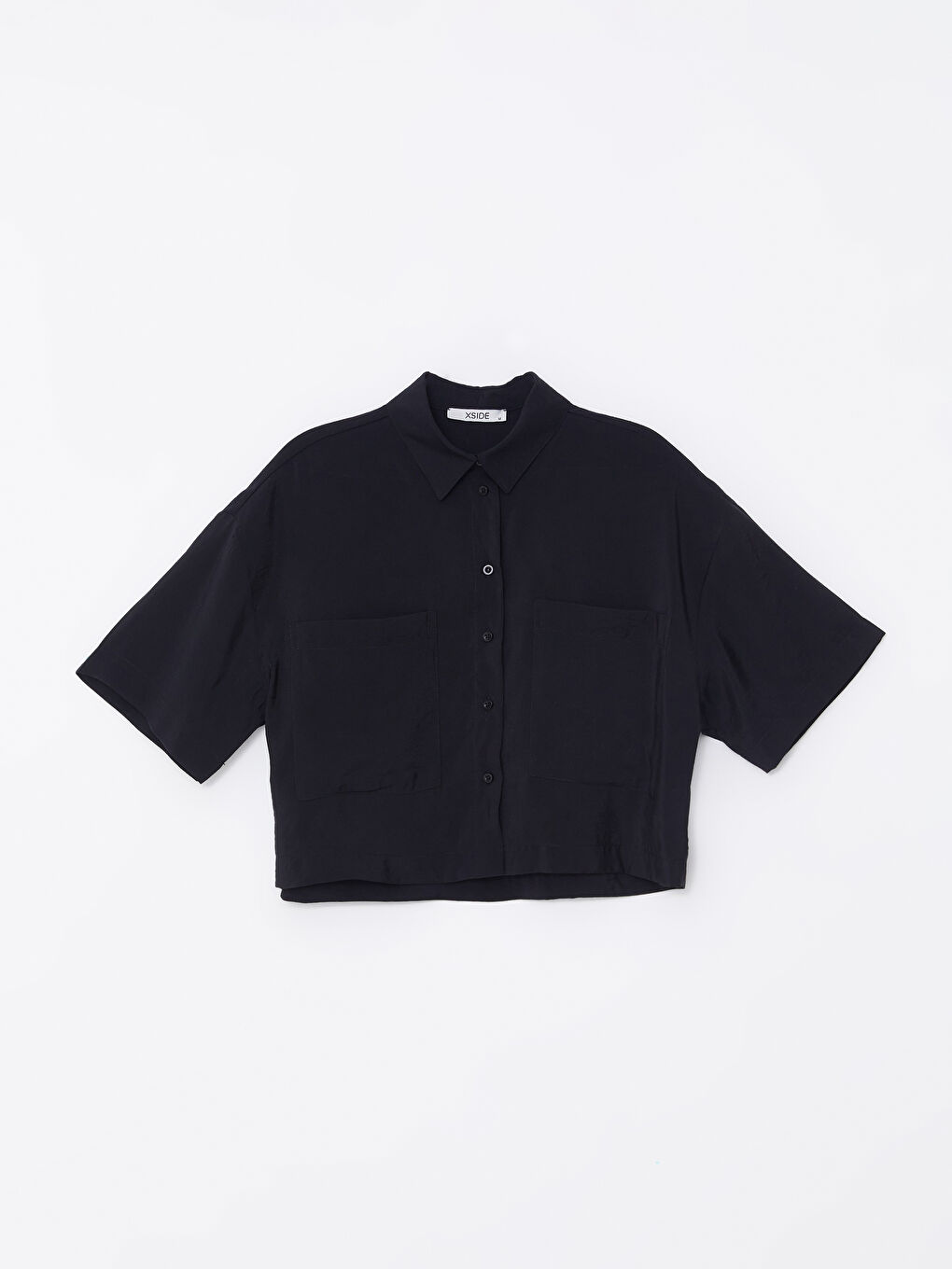 Plain Short Sleeve Crop Women's Shirt -S49712Z8-CVL
