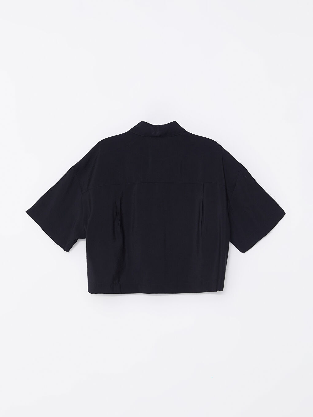Plain Short Sleeve Crop Women's Shirt -S49712Z8-CVL