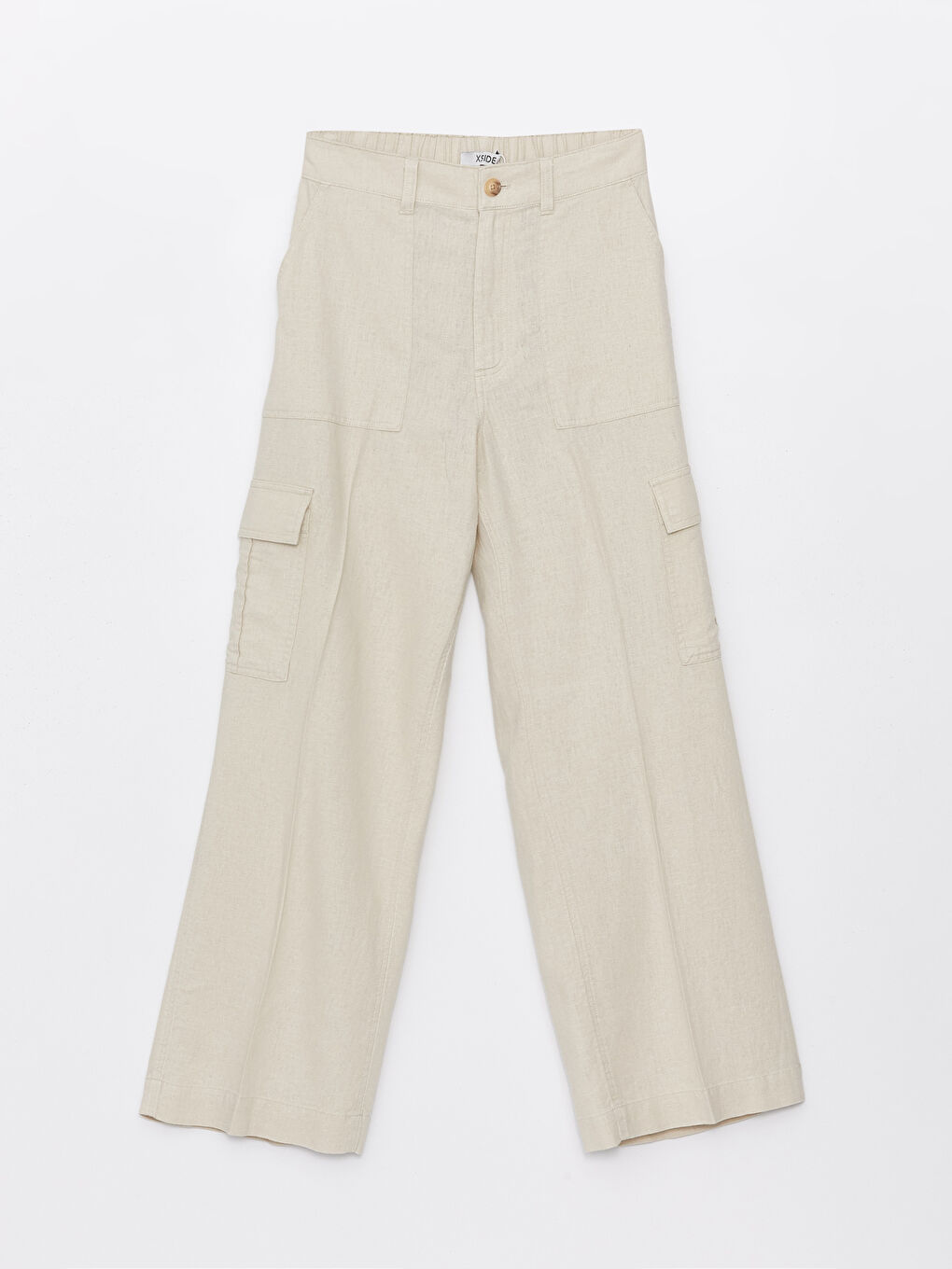 Elastic Waist Straight Linen Blend Women's Trousers -S49719Z8-CTL