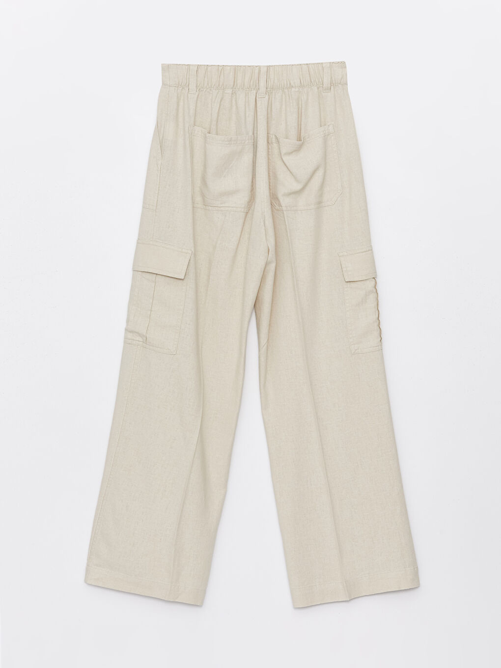 Elastic Waist Straight Linen Blend Women's Trousers -S49719Z8-CTL