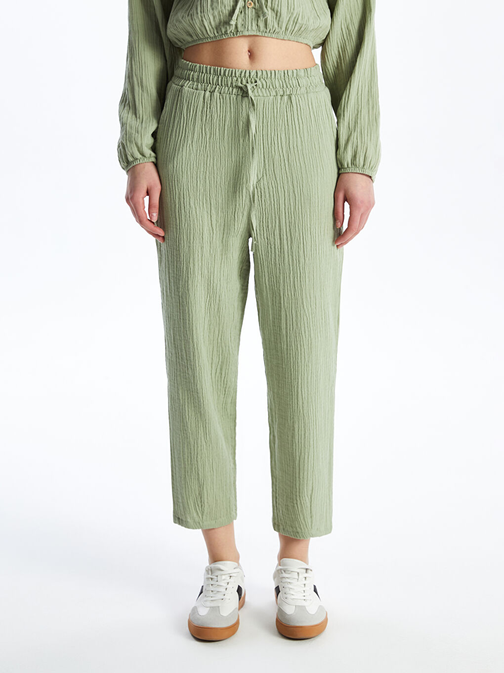 Elastic Waist Comfortable Fit Muslin Women's Trousers -S49721Z8-VKZ
