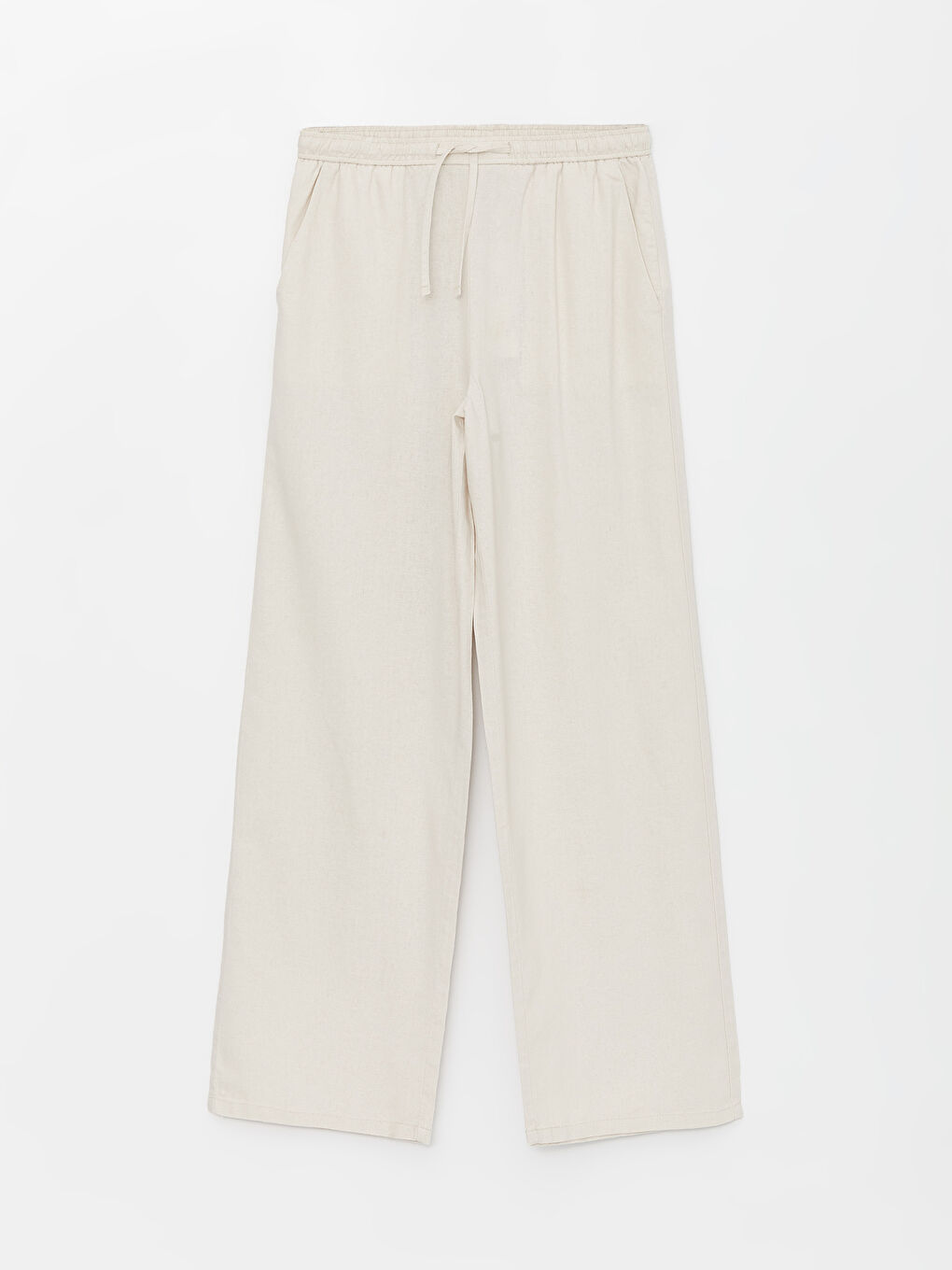 Elasticated Waist Plain Linen Blend Women's Trousers-10