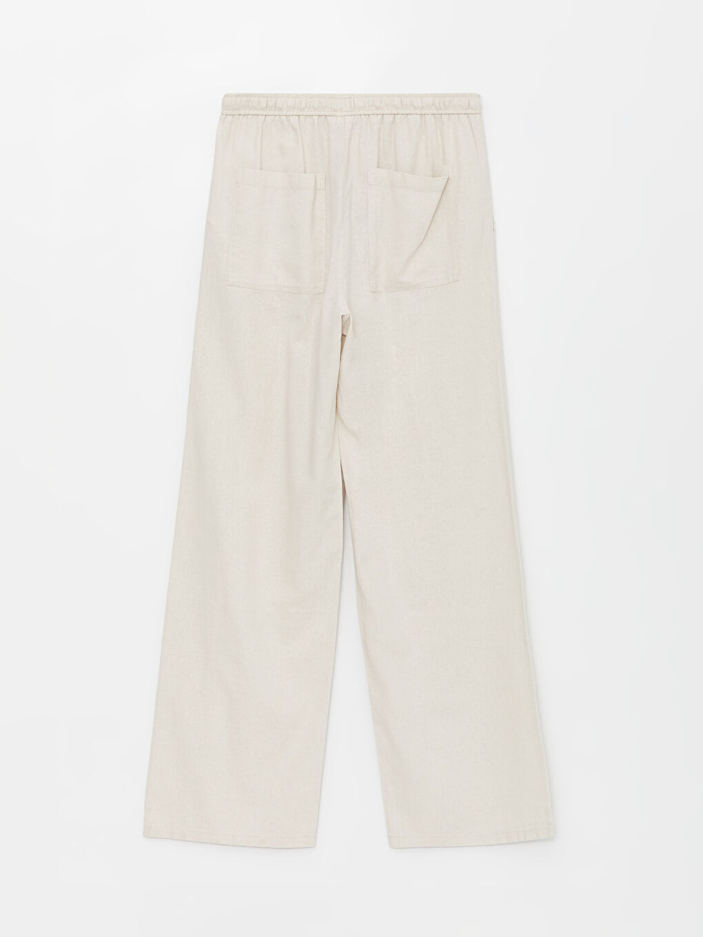 Elasticated Waist Plain Linen Blend Women's Trousers-11