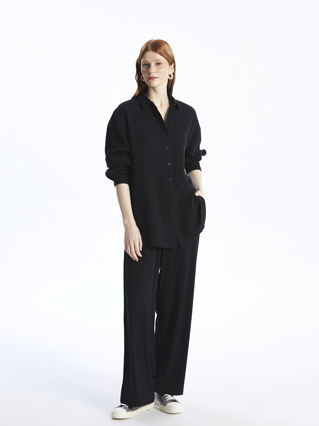 XSIDE Plain Long Sleeve Women's Shirt -S49729Z8-CVL