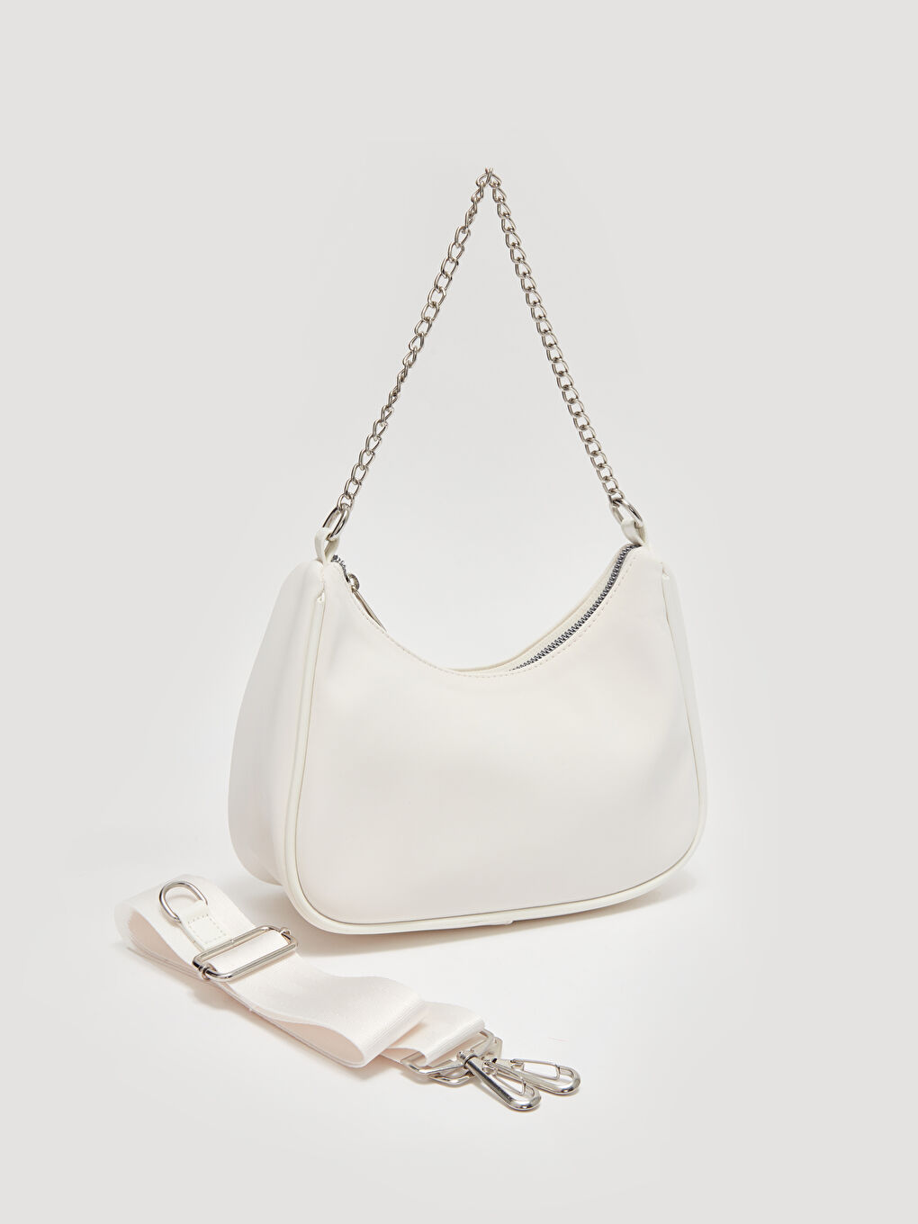 Beyaz Deri Görünümlü Kadın Kol Çantası-2