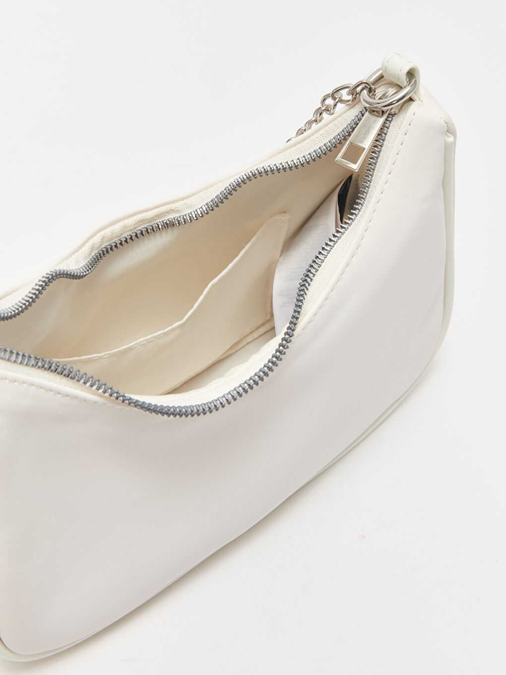 Beyaz Deri Görünümlü Kadın Kol Çantası-4