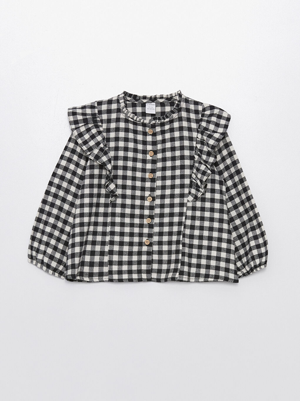 Crew Neck Long Sleeve Plaid Baby Girls' Shirt
