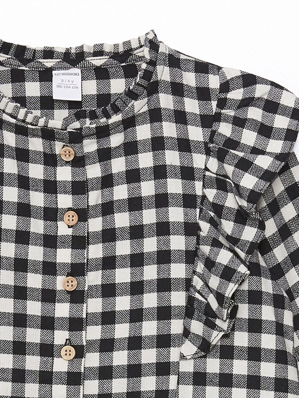 Crew Neck Long Sleeve Plaid Baby Girls' Shirt-2