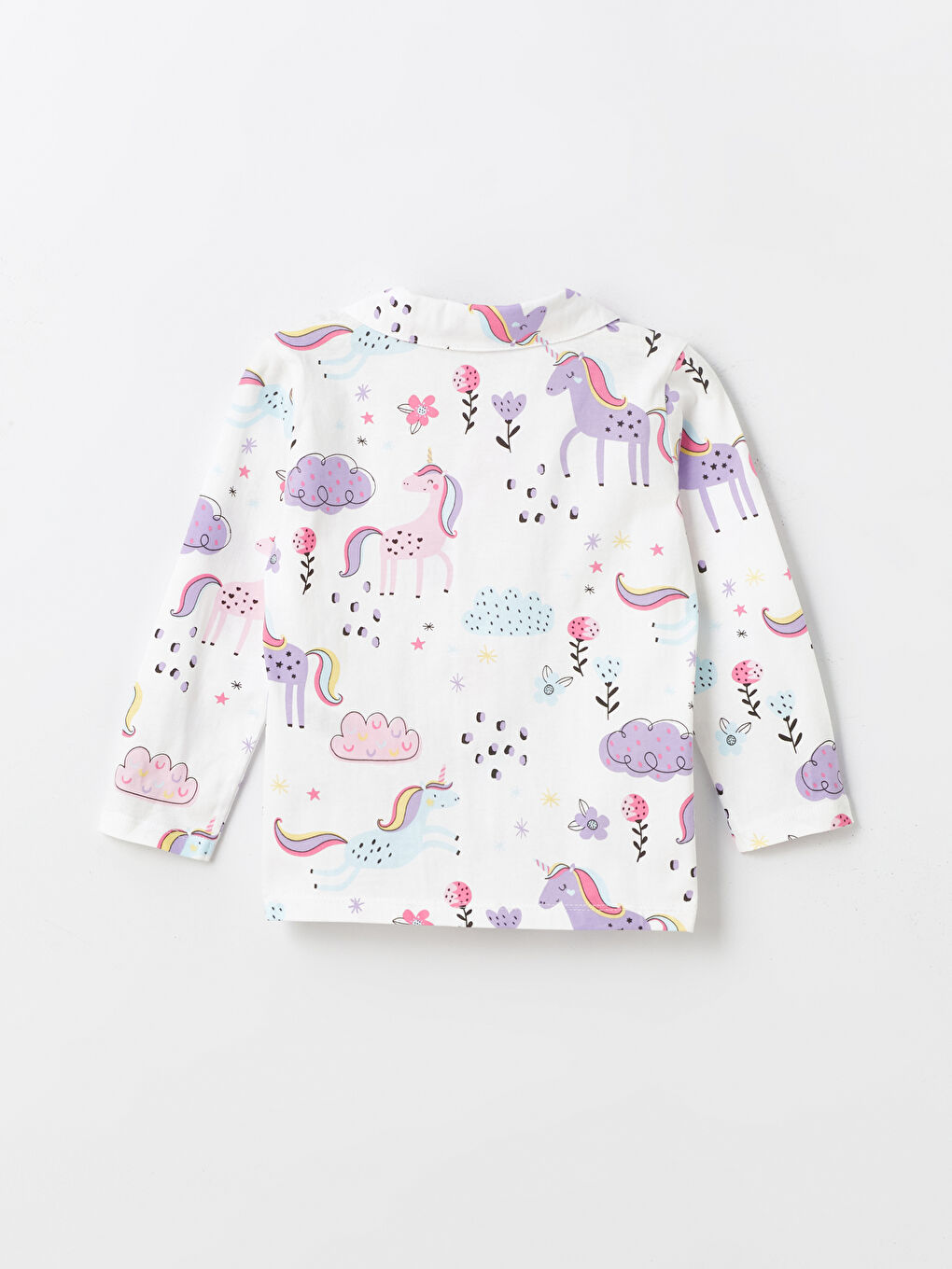 Ekru Gömlek Yaka Baskılı Kız Bebek Pijama Üst-1