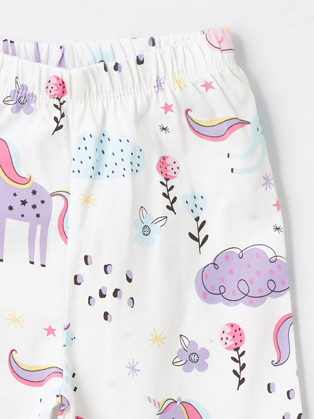 Ekru Beli Lastikli Kız Bebek Pijama Alt-2