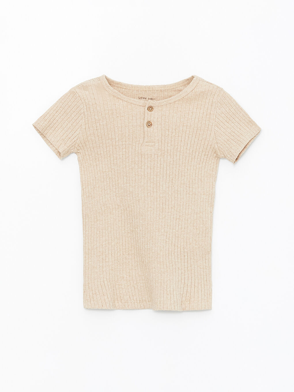 Ekru Bisiklet Yaka Kısa Kollu Erkek Bebek Pijama Üst