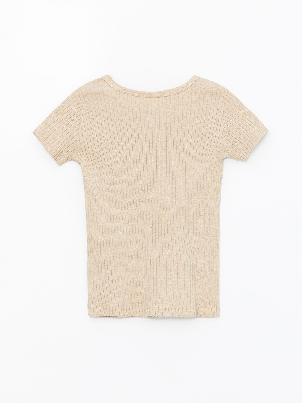 Ekru Bisiklet Yaka Kısa Kollu Erkek Bebek Pijama Üst-1