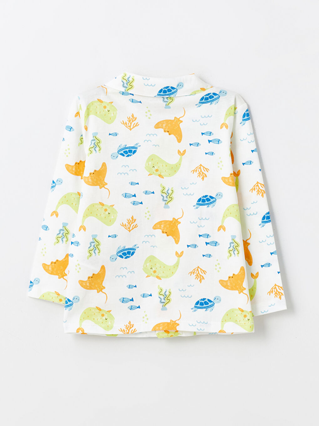 Ekru Gömlek Yaka Baskılı Erkek Bebek Pijama Üst-1