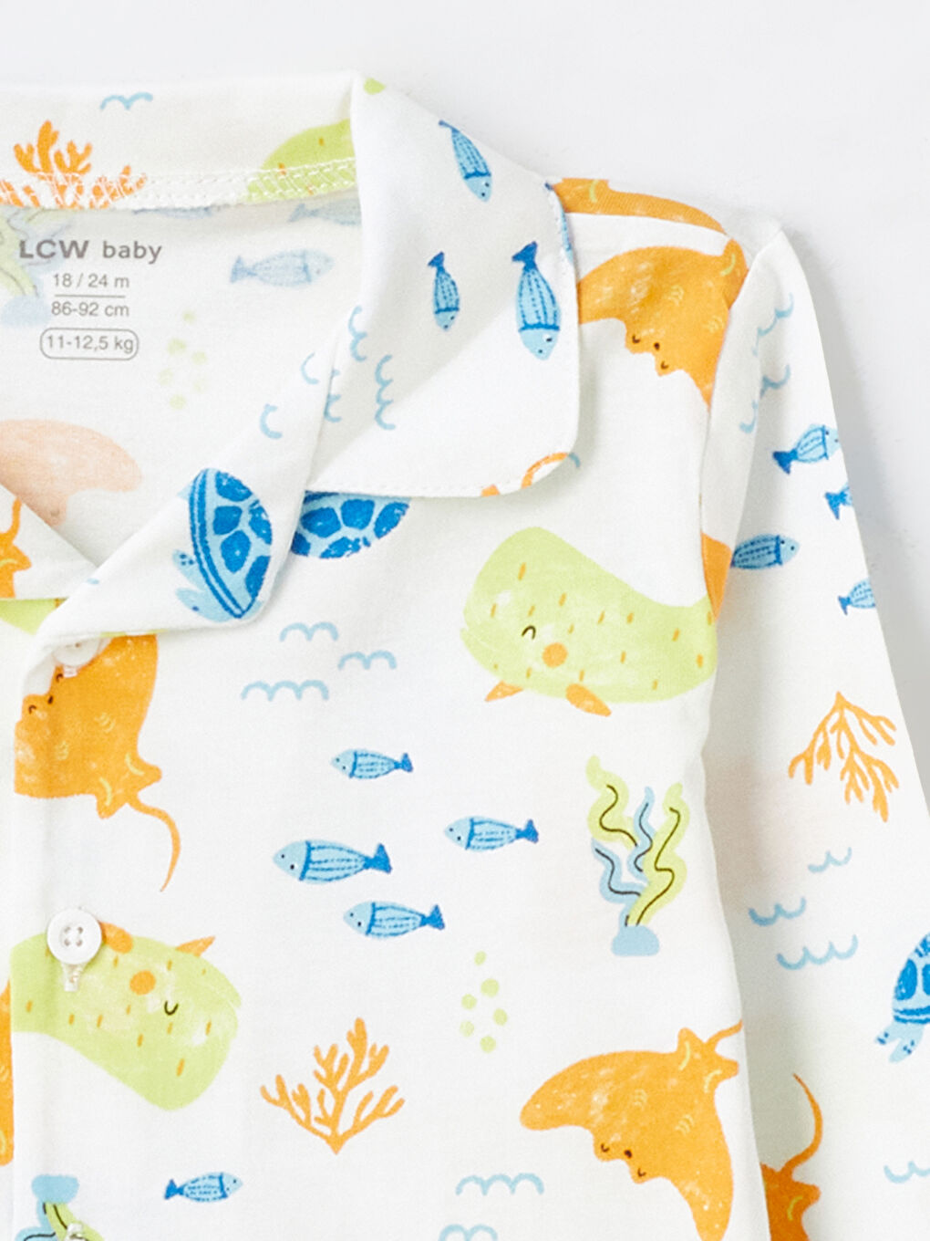 Ekru Gömlek Yaka Baskılı Erkek Bebek Pijama Üst-2