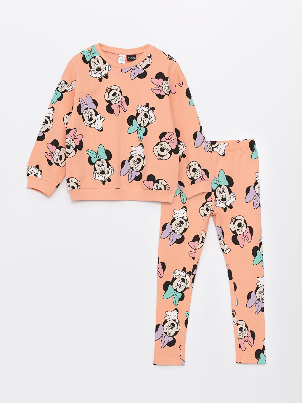 Crew Neck Long Sleeve Minnie Mouse Printed Baby Girls' Sweatshirt and Tights 2 Pack Set -S49974Z1-LSM