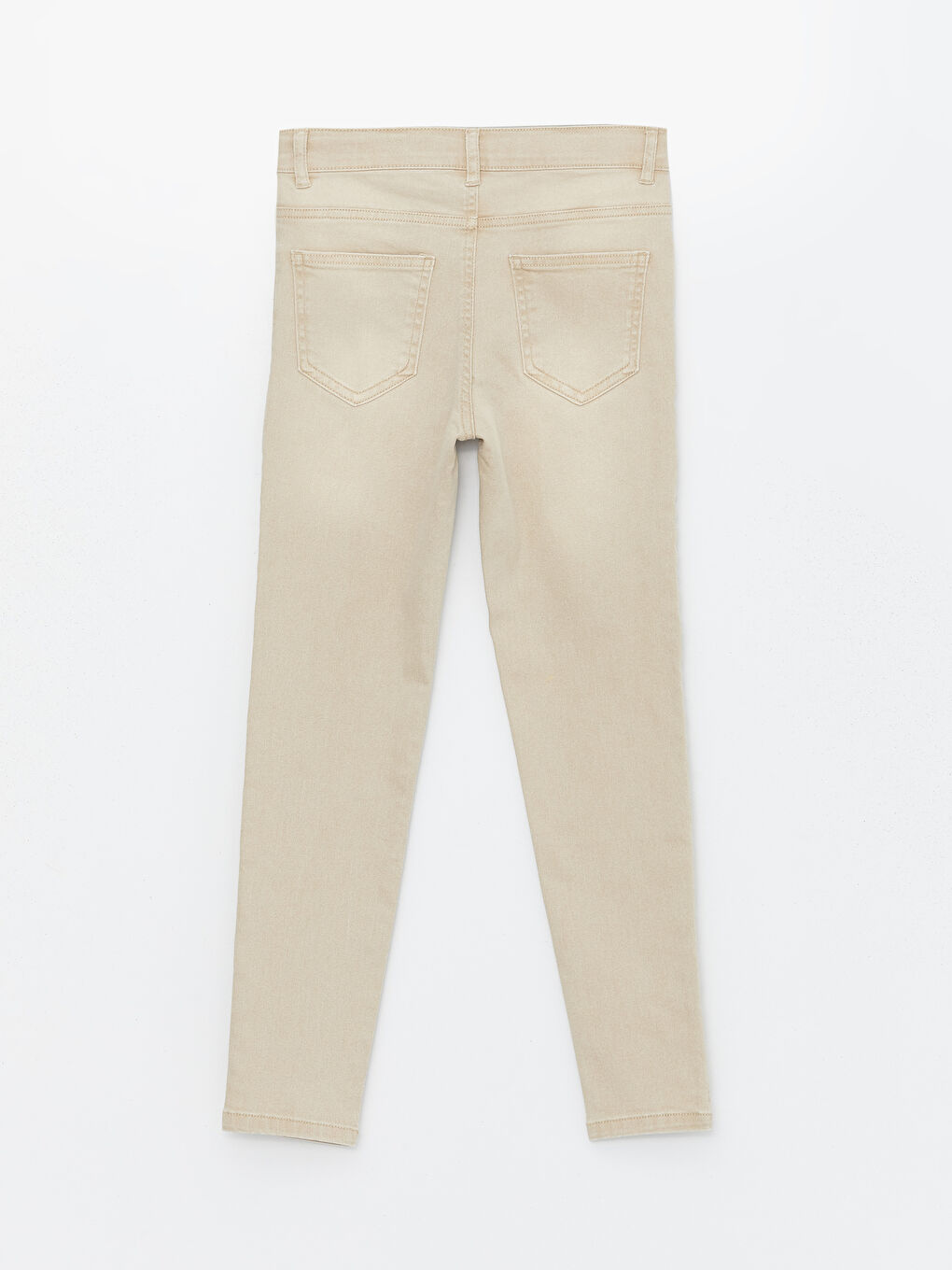 Bej Beli Ayarlanabilir Lastikli Erkek Çocuk Jean Pantolon-1